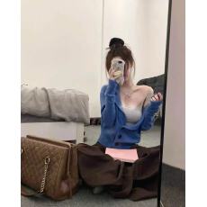 批发实拍2026韩系慵懒软糯长袖针织开衫<b class='q'>女</b>条纹吊带背心阔腿裤<b class='q'>三件</b>套