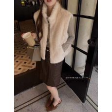 批发实拍千金风麦穗水貂毛马甲女2026年早<b class='q'>秋</b>新款百搭显瘦马甲