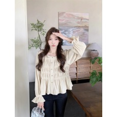 批发设计感法式长袖打底衬衫女春秋新款<b class='q'>大码</b>今年流行漂亮上衣