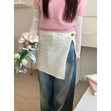 批发韩版纽扣<b class='q'>毛线</b>针织屁帘女春夏新款时尚百搭小众氛围感叠穿半身裙子