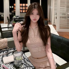 批发2026年夏季新款 chao重工爱心镂空针织背心三层蛋糕裙半裙套装