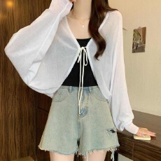 批发2026年夏季长袖<b class='q'>针织</b><b class='q'>开衫</b>女装吊带外搭披肩宽松慵懒风系带短款上衣