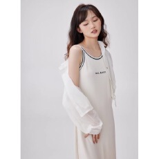 批发吊带裙连衣裙女夏季设计感小众韩系简约休闲宽松慵懒风直筒长裙子