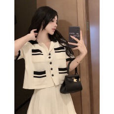 批发纯欲针织短袖女夏季2026年新款法式气质小香风上衣千金风名媛<b class='q'>套装</b>