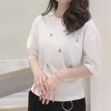 批发小香风短袖毛衣<b class='q'>打底衫</b>女夏装2026新款设计感小众纯欲别致绝美圆领