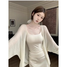 批发已到货慵懒风针织冰丝开衫女<b class='q'>夏季</b>配吊带裙的中长款披肩防晒空调衫