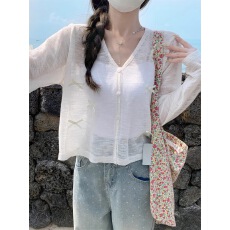 批发已到货薄荷绿立体蝴蝶结冰丝<b class='q'>防晒</b>针织开衫女夏季空调衫罩衫上衣