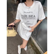 批发已到货 <b class='q'>韩版</b>运动风套装女夏季宽松减龄抽绳短袖包臀A字短裙两件套