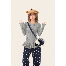 批发已到货 韩系波点花边裙摆叠穿长袖女中长款内搭<b class='q'>时尚</b>设计感上衣女