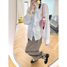 批发莱赛尔天丝V领条纹防晒<b class='q'>衬衫</b>法式慵懒<b class='q'>衬衣</b>