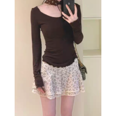 批发俏皮减龄天丝碎花小短裙女<b class='q'>新款</b>拼接蕾丝花边<b class='q'>半身裙</b>子