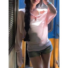 批发叠穿多巴胺防晒<b class='q'>罩衫</b>两件套女夏季斜肩t恤女