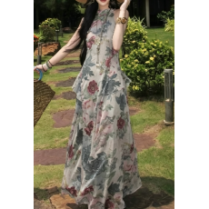 批发夏日绝美小<b class='q'>连衣裙</b>女2026新款新中式禅意挂脖无袖长裙子