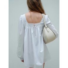 批发衬衫<b class='q'>连衣裙</b><b class='q'>夏</b>季新款设计感方领花边女