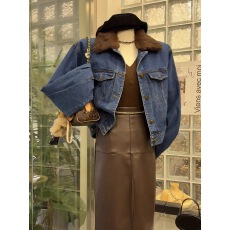 批发复古时尚牛仔短外套2025秋冬新款高腰长袖上衣设计感百搭气质女装