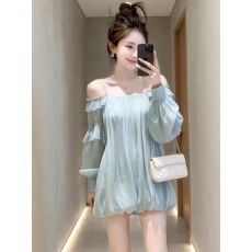 批发清冷感气质超仙荷叶边<b class='q'>连衣裙</b>女装2026夏季新款小个子百搭<b class='q'>花苞</b>短裙