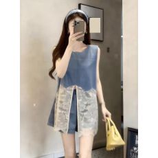 批发韩系设计感气质<b class='q'>蕾丝</b>马甲上衣<b class='q'>短裤</b>女装2026夏季新款独特超好看套装