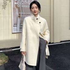 批发2025秋冬季新款灰色双面羊绒大衣女中长款小个子黑色韩系毛呢外套