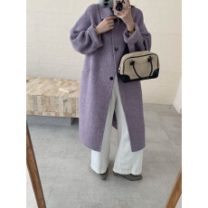 批发娃娃领中长款宽松休闲双面羊毛大衣女款慵懒韩版<b class='q'>百搭</b>时尚
