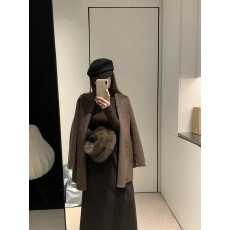 批发真羊毛！双层狐狸袖毛双面羊毛大衣女秋冬高级感气质毛呢外套