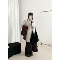 批发韩国双面羊毛大衣女<b class='q'>中长款</b>2025秋冬新款宽松显瘦羊毛外套