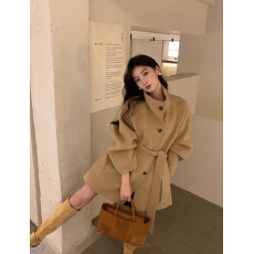 批发真羊毛！24新款韩版高端立领双面羊毛大衣女毛呢羊毛小个子