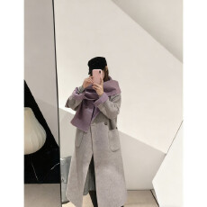 批发真羊毛！欧洲站羊毛双面呢大衣女冬季呢子围巾毛呢外套2025