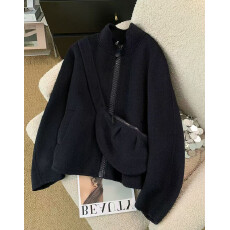 批发拉链背包款秋冬<b class='q'>韩版</b>时尚运动双面呢羊毛毛大衣外套女