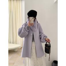 批发圆领双面羊毛大衣女短款名媛小香风羊毛呢<b class='q'>裙</b>摆外套