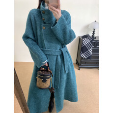 批发2025韩版羊毛双面呢狐狸毛羊毛毛呢大衣<b class='q'>外套</b>女