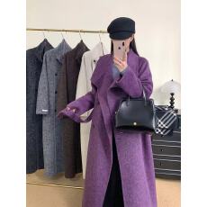 批发法式气质高级感慵懒显瘦翻领双面羊毛大衣系带<b class='q'>外套</b>