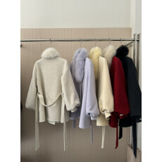 批发名媛气质<b class='q'>狐狸毛</b>双面羊毛大衣女显瘦小个子羊毛呢外套