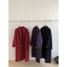 批发2025<b class='q'>秋</b>冬新款阔版双面羊毛大衣女睡袍加长款羊毛呢外套