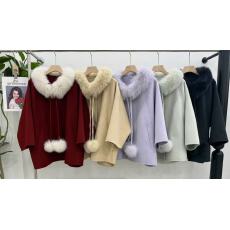 批发冬季双面呢<b class='q'>狐狸毛</b>领袖口可拆卸羊毛大衣羊毛呢外套高级感