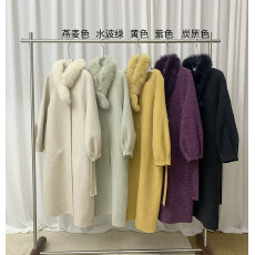 批发<b class='q'>狐狸毛</b>领双面呢羊毛大衣女高级新款气质长款毛呢外套