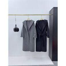 批发<b class='q'>冬</b>季羊毛双面呢浴袍款双面毛呢外套长款腰带连帽韩系大衣