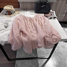 批发法式温柔风粉色<b class='q'>防晒</b>衬衫女春夏薄款设计感长袖外搭开衫宽松衬衣