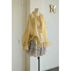 批发夏季100%苎麻<b class='q'>长袖</b>防晒<b class='q'>衬衫</b>女设计感时尚花边领气质套头<b class='q'>T</b><b class='q'>恤</b>上衣薄