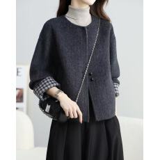 批发中年小个子双面呢大衣女<b class='q'>春</b>秋高端2026新款妈妈洋气短款羊毛呢外套