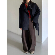 批发MM商场同款2026冬季新款双面棉羊毛围巾毛呢大衣外套女