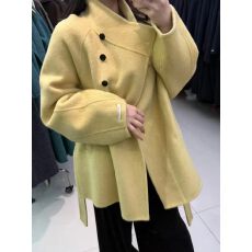 批发千金感黄色双面羊毛呢子大衣女2026冬季<b class='q'>新款</b>高级感中长款毛呢外套