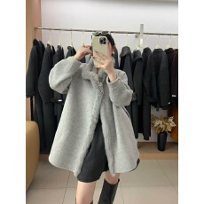 批发真羊毛！欧洲站双面呢羊毛大衣外套女韩国东大门女装立领毛领