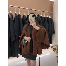 批发真羊毛！法式浴袍风羊毛双面呢大衣女宽松喇叭收腰气质外套2026冬
