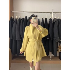 批发真羊毛！2026年冬新款立领双面羊毛大衣女系带收腰显瘦羊毛外套