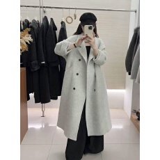 批发冬上新韩系氛围感双排扣宽松长款立领羊毛<b class='q'>外套</b>