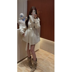 批发韩式立领双面羊毛呢大衣女中长款高级感收腰系带外套秋<b class='q'>冬</b>