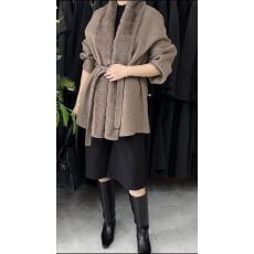 批发真羊毛！ 冬季新款水貂毛拼接环保皮草外套女中长款收腰毛领大衣