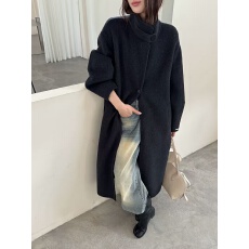 批发极简风双面羊毛大衣女立领长款宽松加厚保暖毛呢<b class='q'>外套</b>