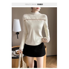 批发秋冬蕾丝花边长袖毛衣镂空<b class='q'>韩版</b>针织衫女小性感打底衫内搭外穿