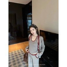 批发撞色开衫针织衫女秋冬季新款韩系内搭吊带<b class='q'>背心</b><b class='q'>百</b>搭休闲裤套装